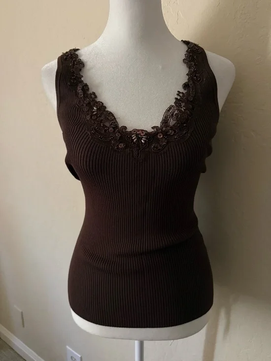 Cache Lace Trim Tank Top - Picture 2 of 5
